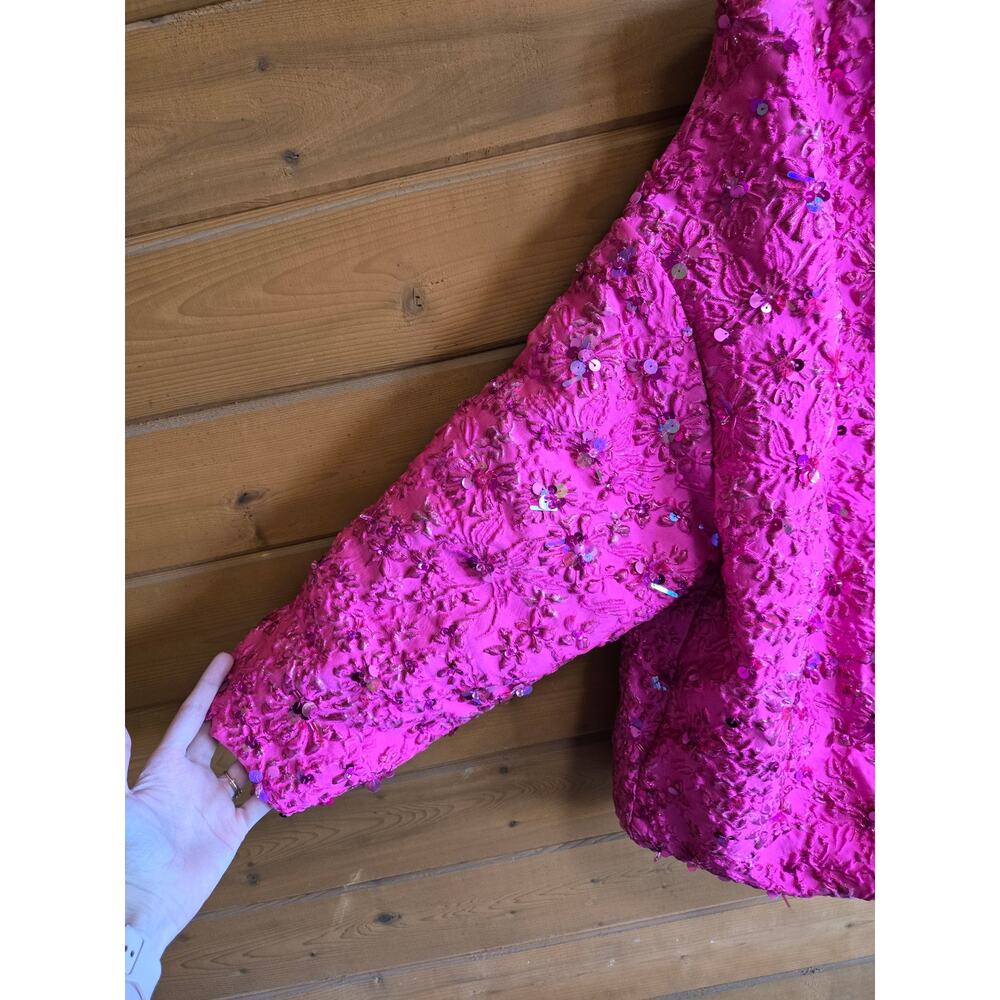Valentino Mini Dress 2022 Pink PP Collection Jacquard Hot Pink Lurex Sequin 36 0 - Picture 5 of 16